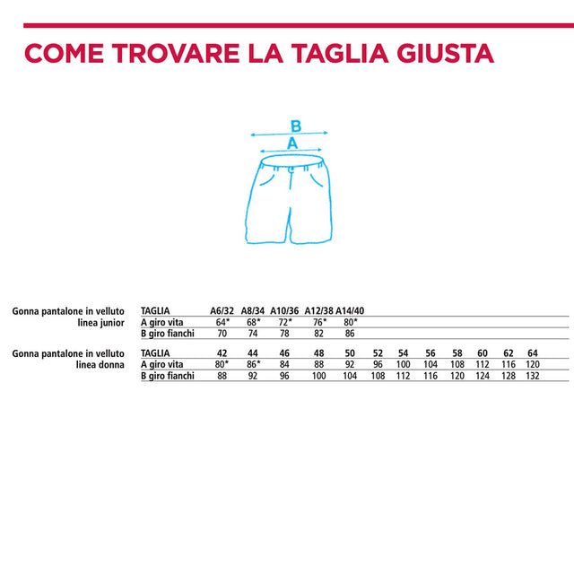 Gonna pantalone velluto